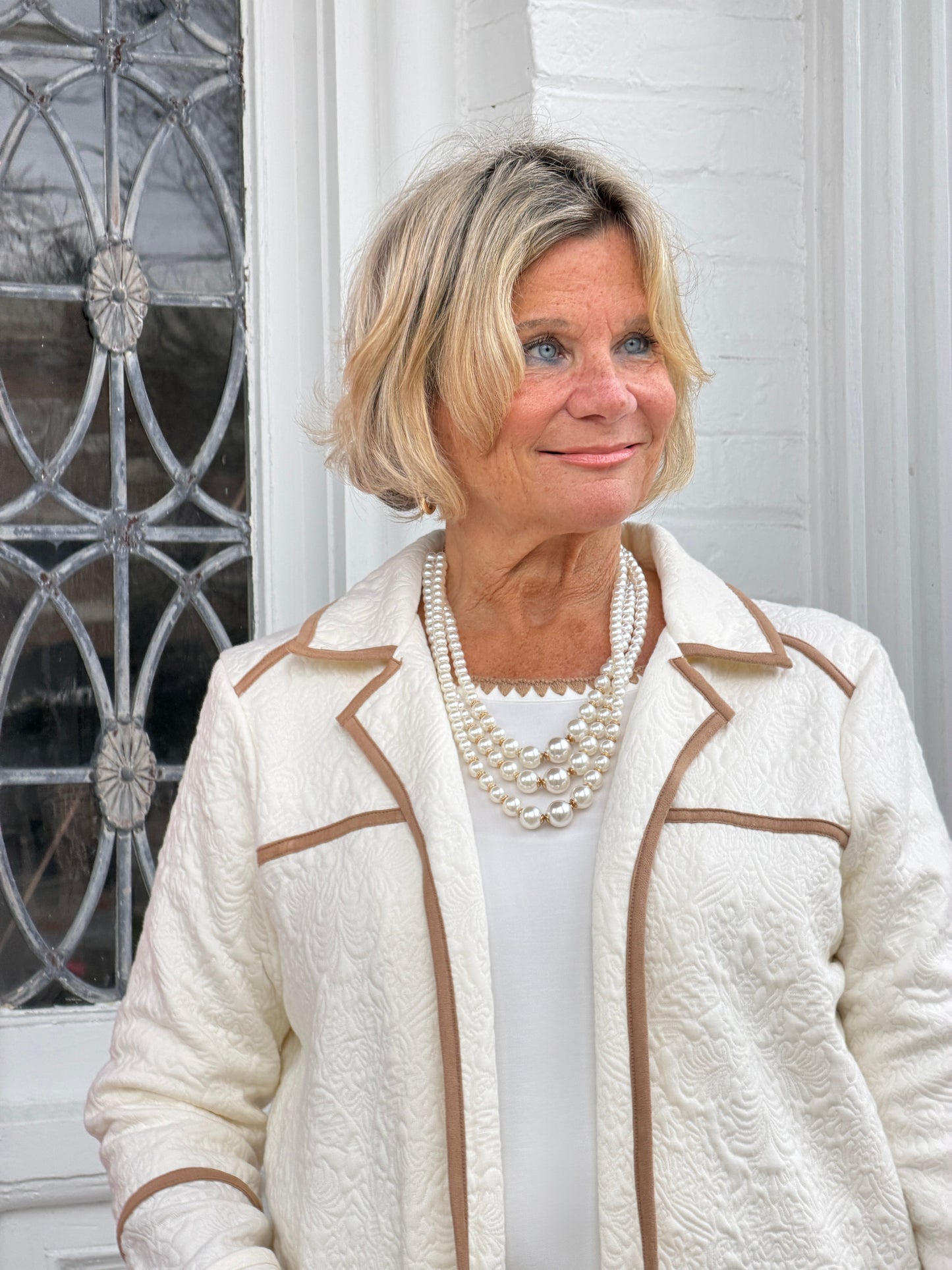 Piping Quilted Shearling Jacket
