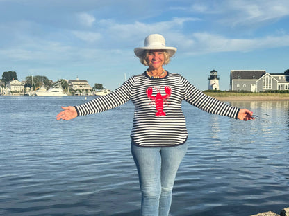 NAVY STRIPE LOBSTER SWEATER