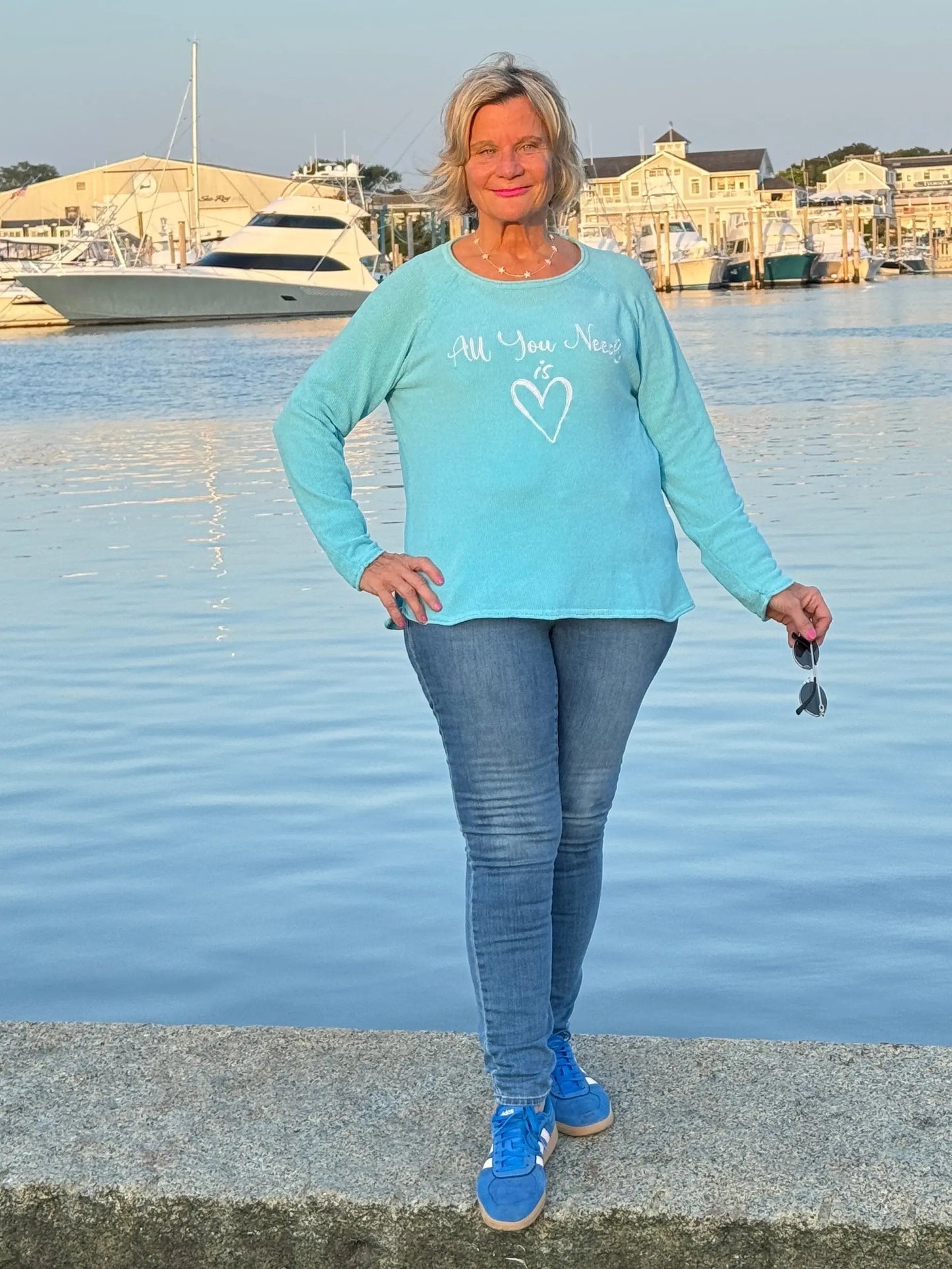 SEA FOAM ALL YOU NEED IS LOVE SWEATER