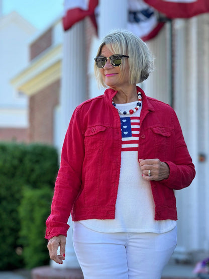 LULU-B WHITE FLAG SWEATER