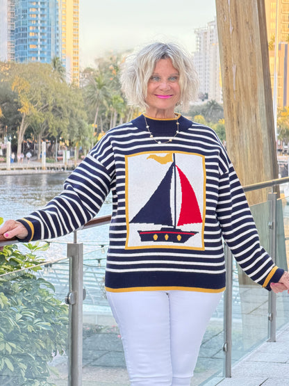 Nautical Stripe Sweater Top
