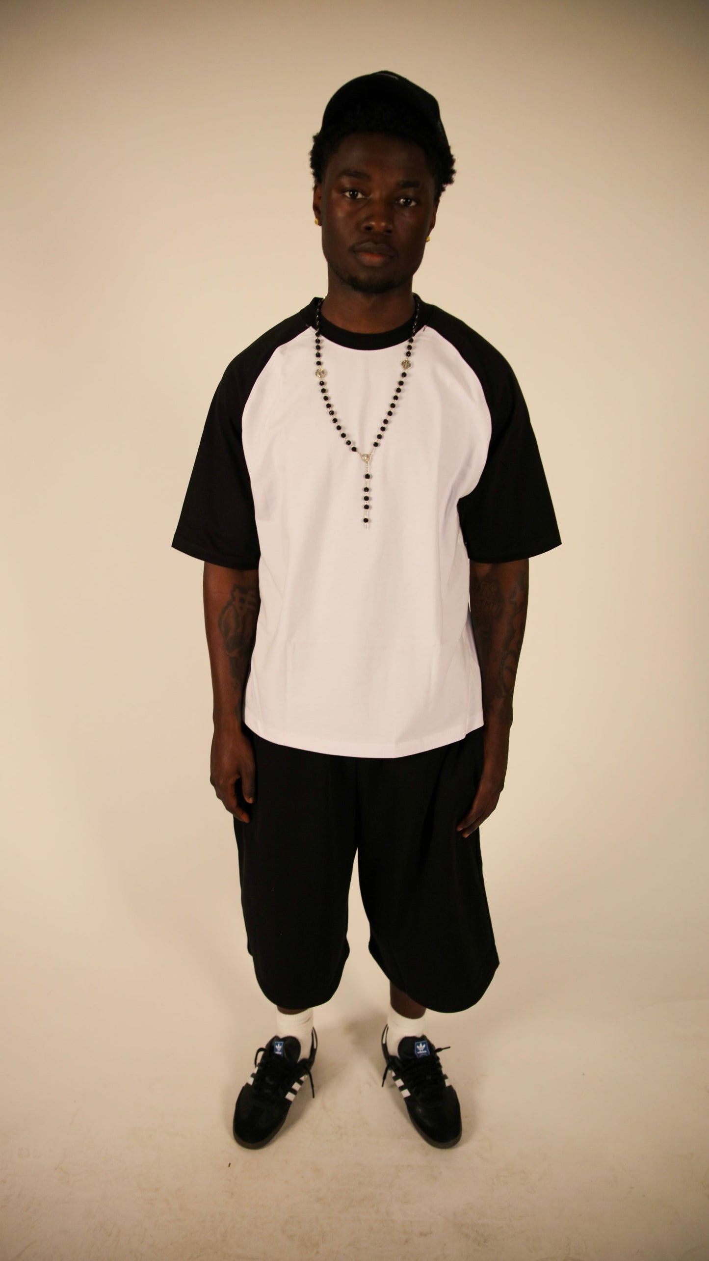 Two-tone Drop Shoulder Heavy Tees Black/White