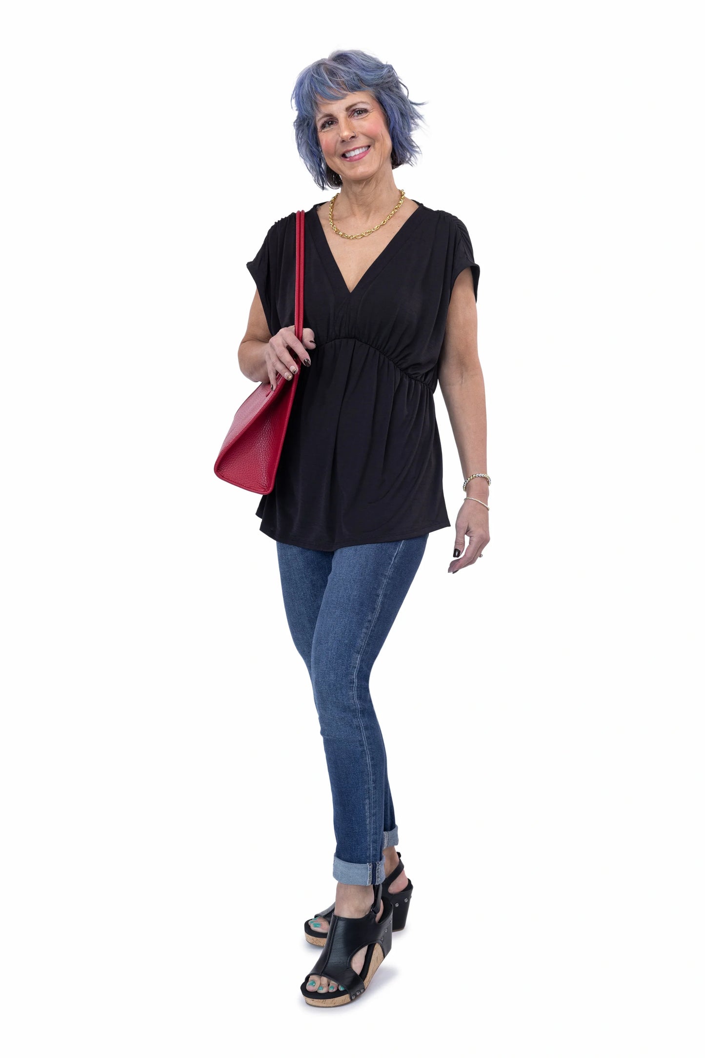This is My Life Women's V-Neck Wrinkle Free Short Sleeve Top