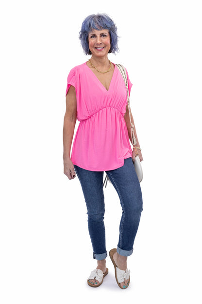 This is My Life Women's V-Neck Wrinkle Free Short Sleeve Top