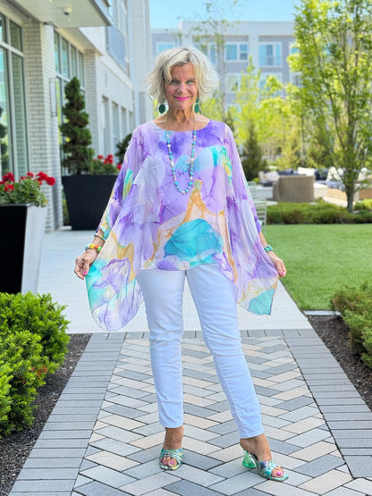 SHADES OF ORCHARD SILK TOP
