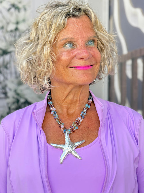 Silver Starfish Necklace Set