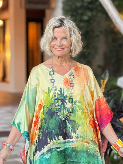 Sunset Palms Modal Kaftan