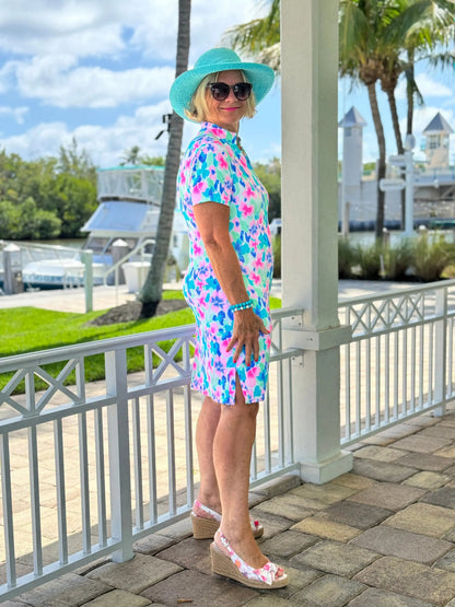 PINK PETALS SHORT SLEEVE DRESS
