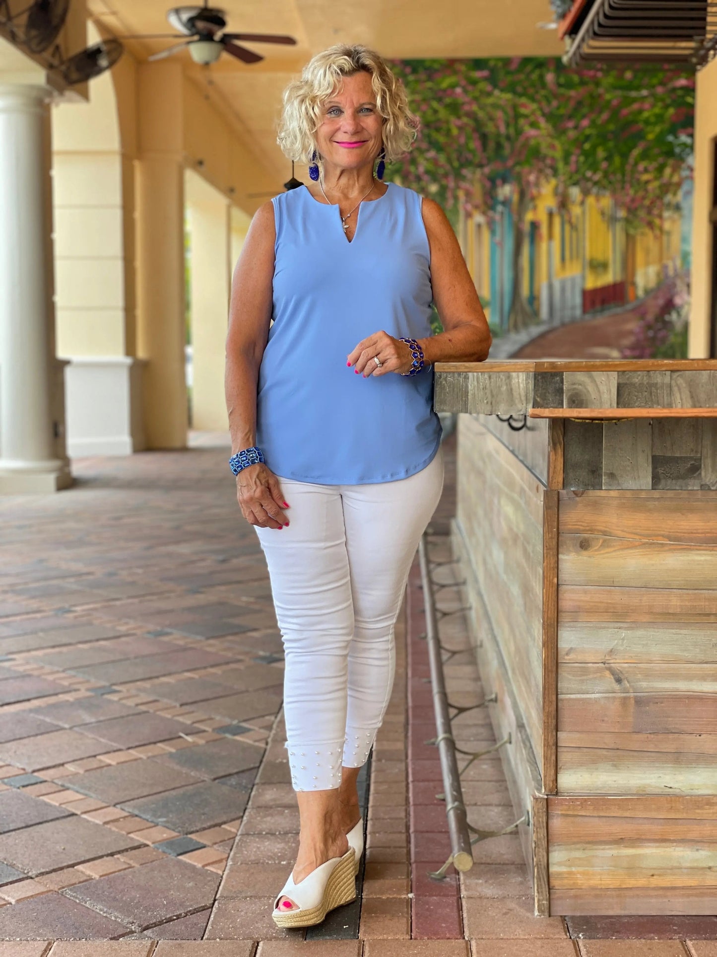 PERIWINKLE SLEEVELESS V-NECK