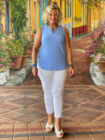 PERIWINKLE SLEEVELESS V-NECK