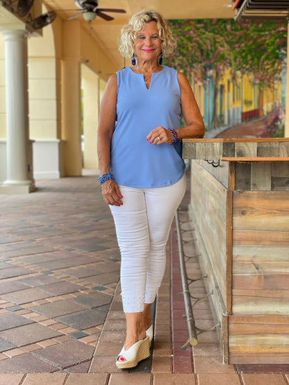 PERIWINKLE SLEEVELESS V-NECK