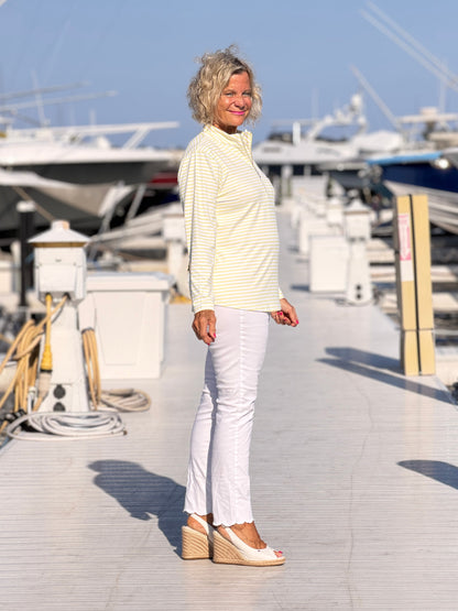 SUNNY DAY STRIPED HALF ZIPPER TOP