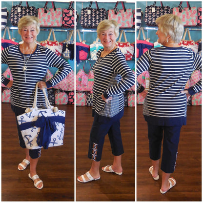 RHINESTONE CAPRI NAVY