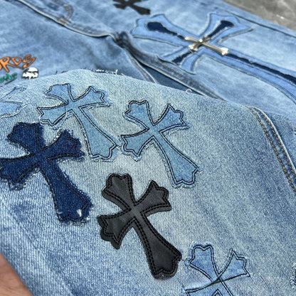 CHH Chrome Hearts Jeans Metal Logo Decoration