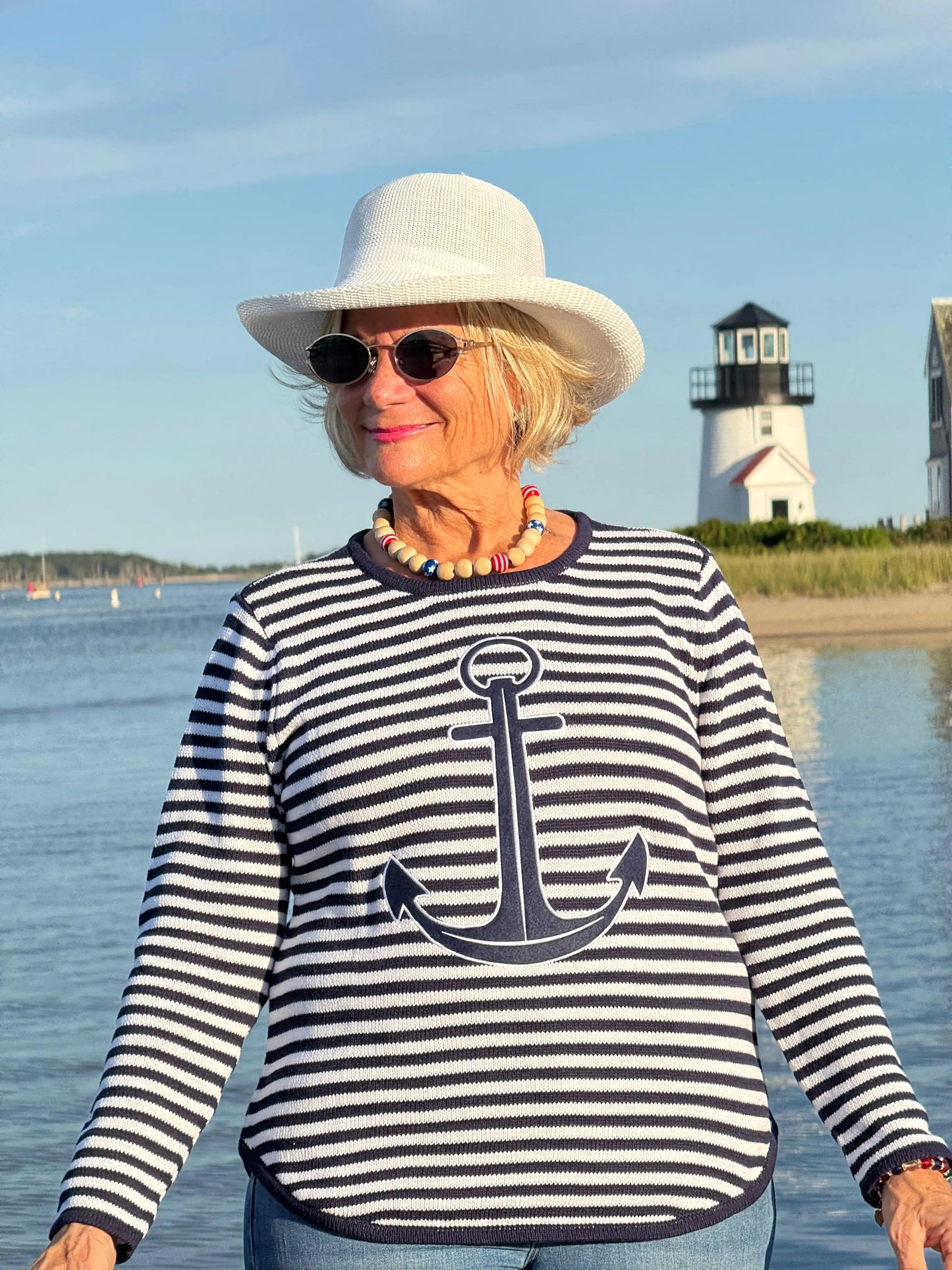 NAVY STRIPE ANCHOR SWEATER