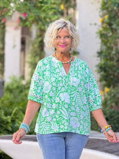 SPRING GREEN BOHO TOP