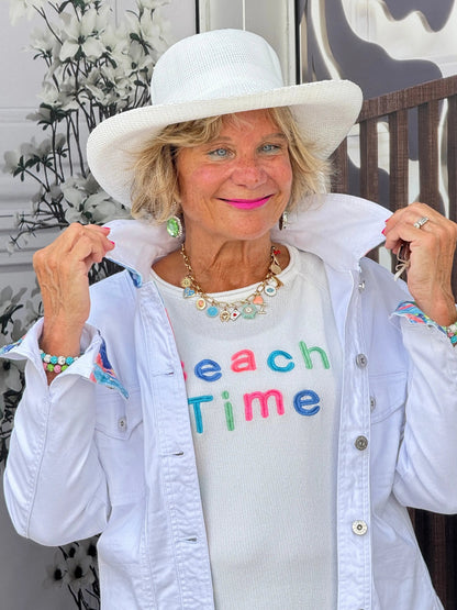 LULU-B WHITE BEACH TIME SWEATER