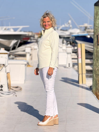 SUNNY DAY STRIPED HALF ZIPPER TOP