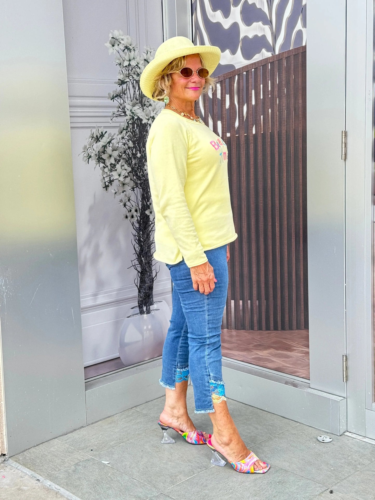 LULU-B YELLOW BEACH TIME SWEATER