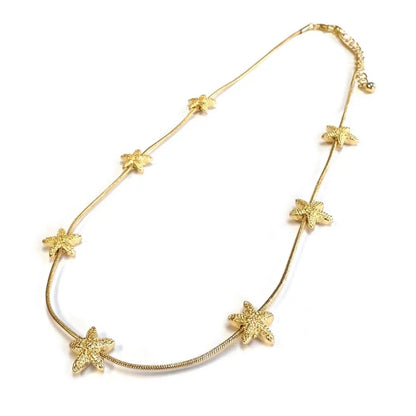 Starfish Brass Charm Statement Snake Chain Necklace