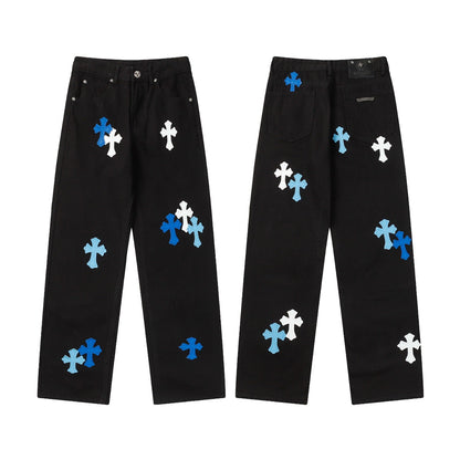 CHH Chrome Hearts Jeans Chrome Unisex Casual Loose Jeans