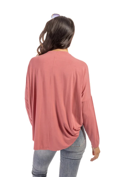 Women's Relaxed V-Neck Long Sleeve Top