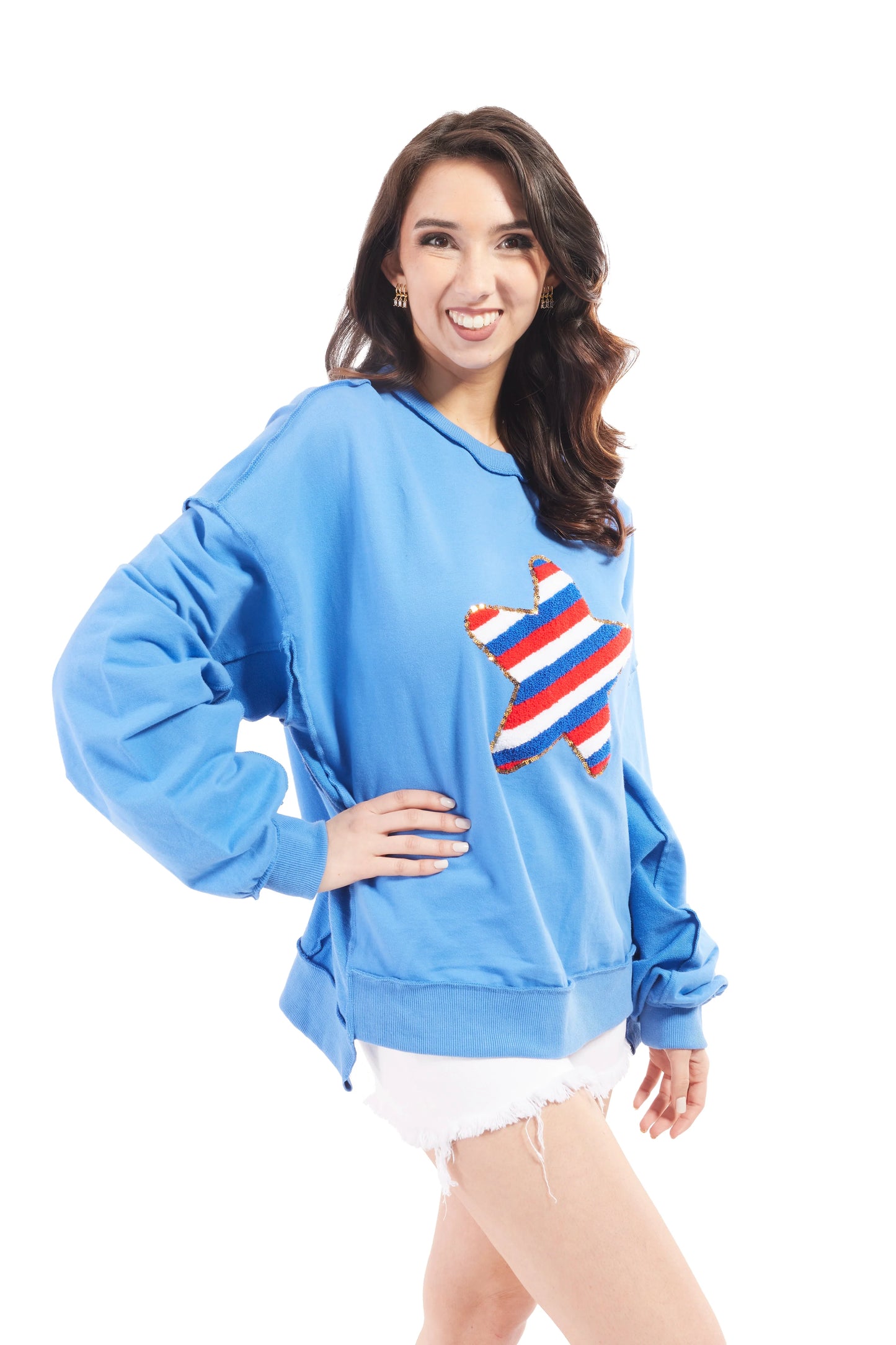 Women's Asymmetrical USA Star Sweatshirt