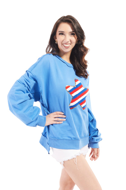 Women's Asymmetrical USA Star Sweatshirt