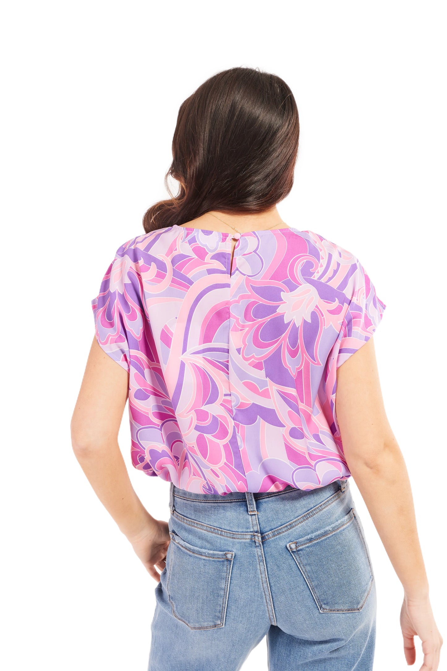 Women's Bold Printed Cap Short Sleeve Top
