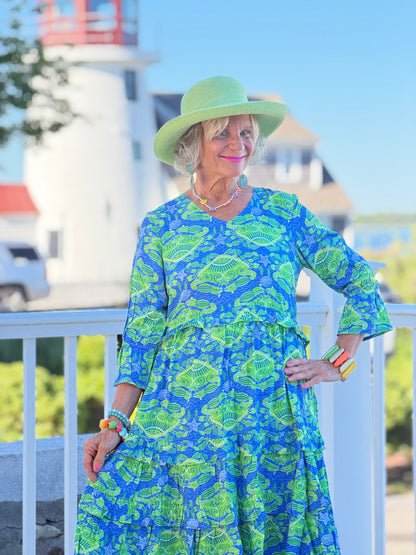 SEAG GLASS TREASURE V Neck RUFFLE DRESS