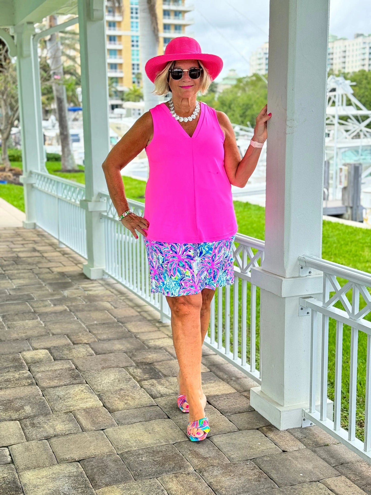 PINK PALM TREE SKORT