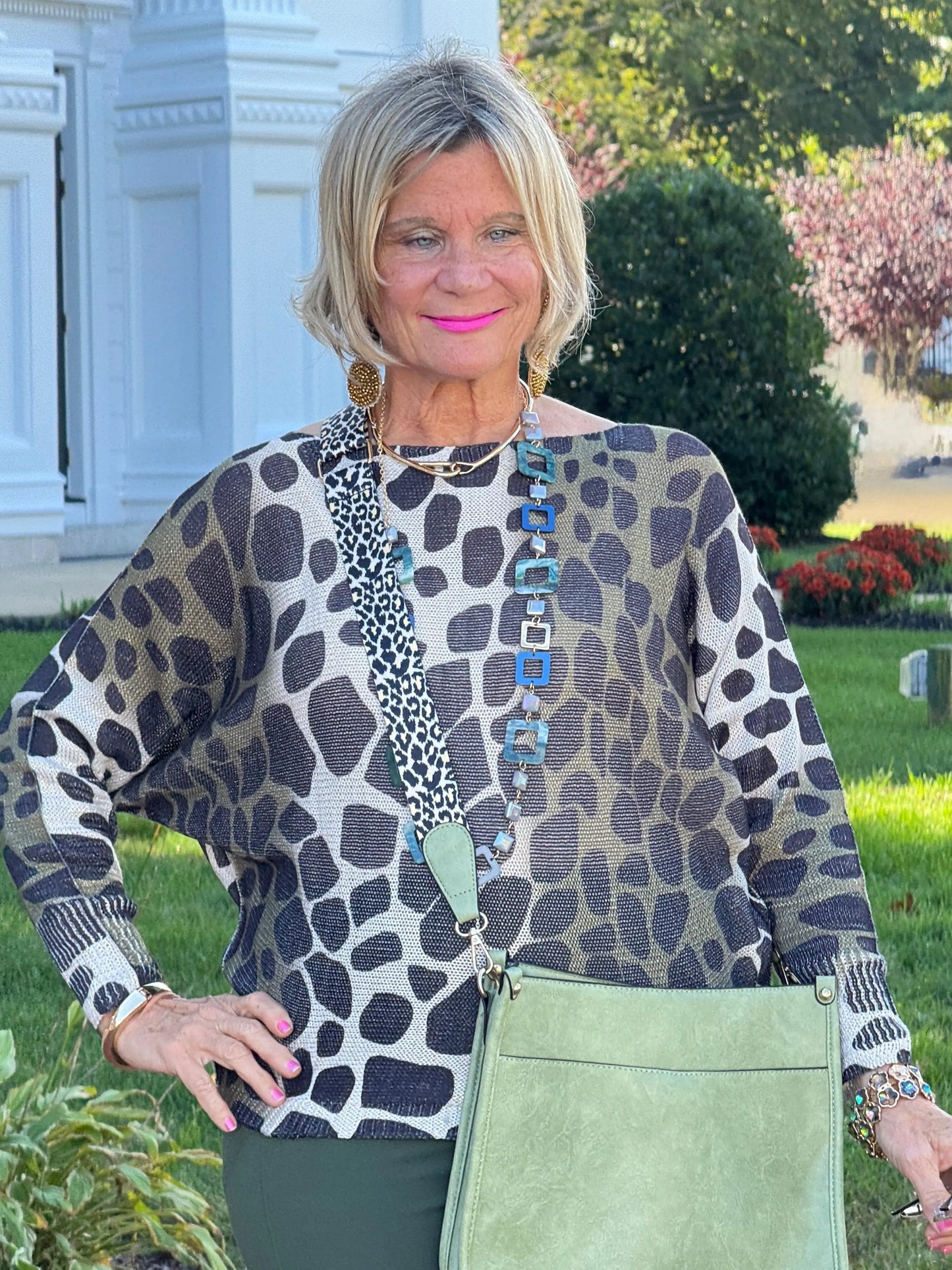 OMBRE GIRAFFE PRINT LUREX KNIT TOP