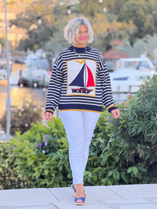 Nautical Stripe Sweater Top