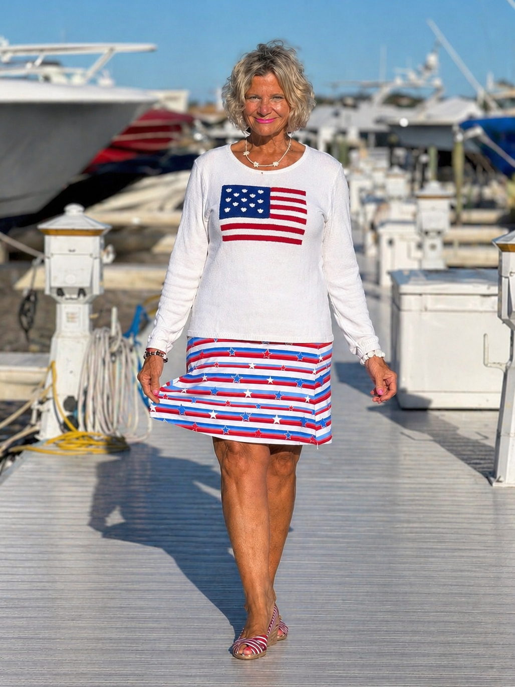 LULU-B WHITE FLAG SWEATER