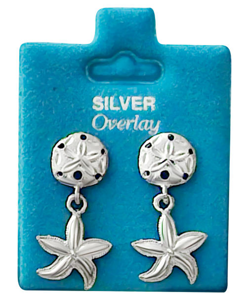 Made In USA Sand Dollar and Starfish Post Dangle Gold Silver