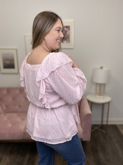 In A Pinch Women's Swiss Dot Long Sleeve Top