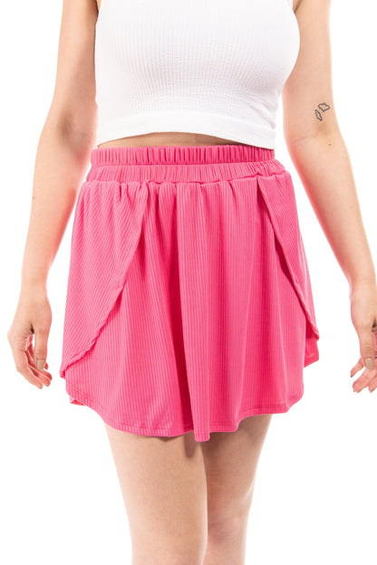 Be With You Everywhere Women's High Waist Ribbed Knit Skort