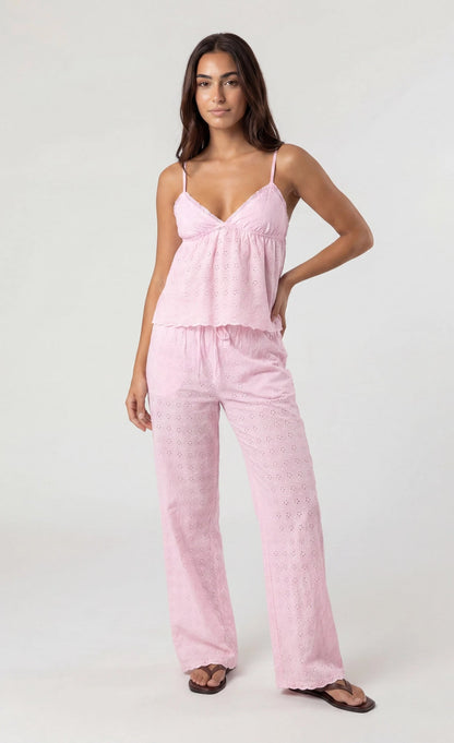 Eyelet Wide Leg Pant