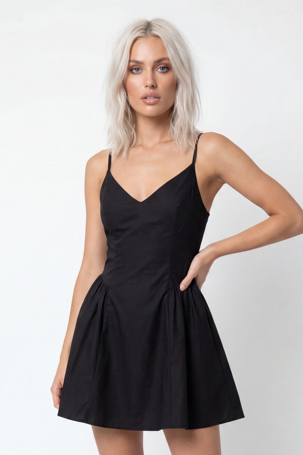 V-Neck Fit & Flare Mini Dress