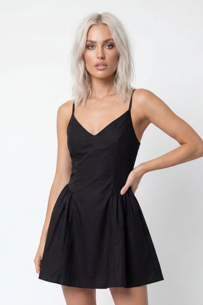 V-Neck Fit & Flare Mini Dress
