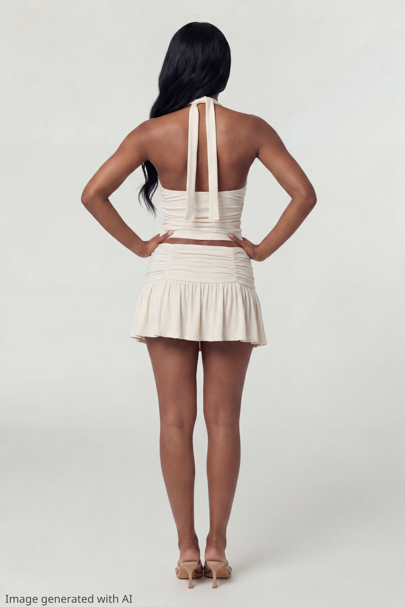 Mesh Halter Top & Mini Skirt Set