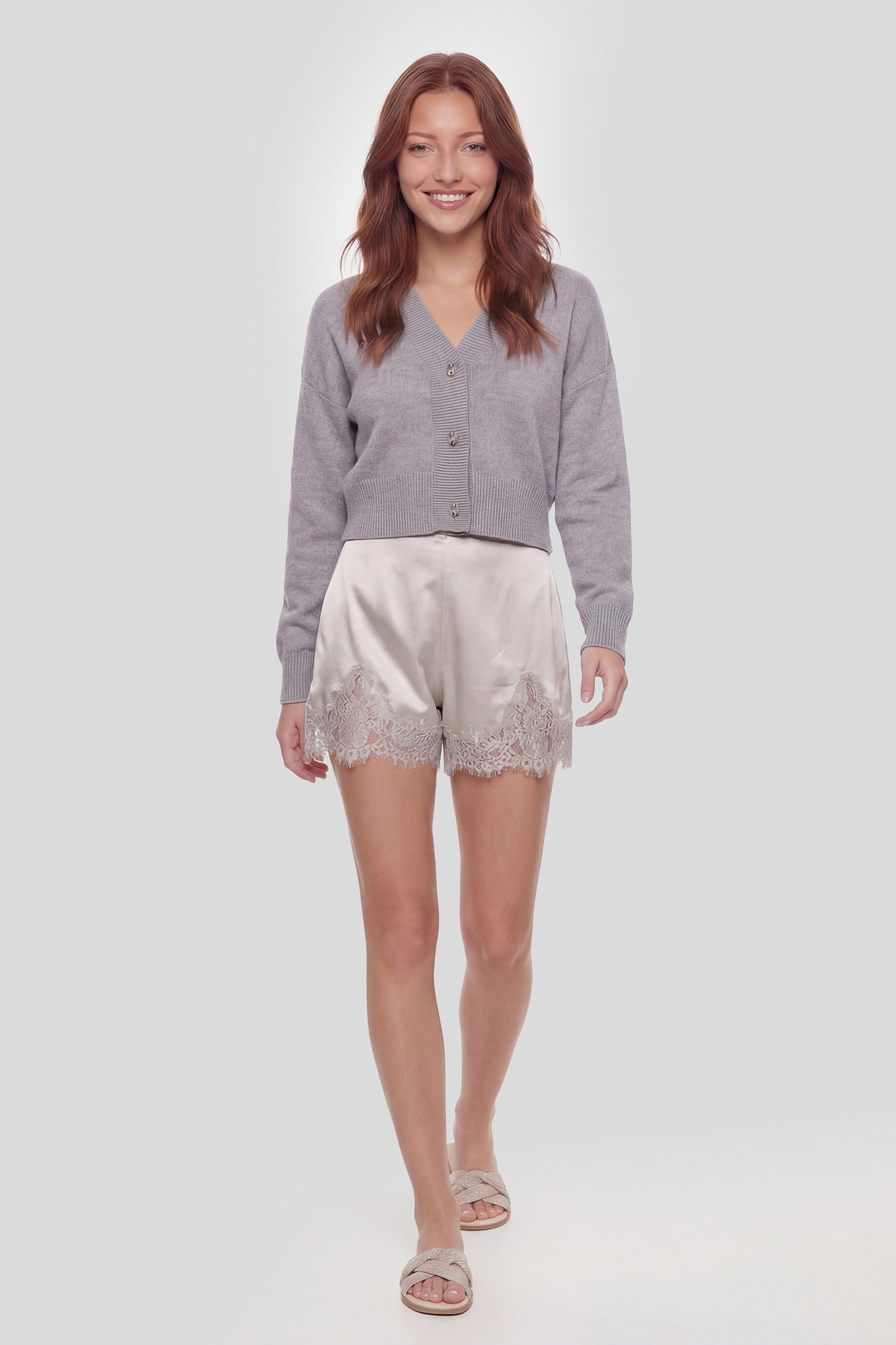 Satin Lace Trim Short