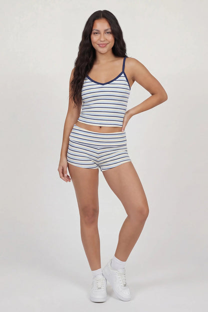 Striped Foldover Waist Shortie