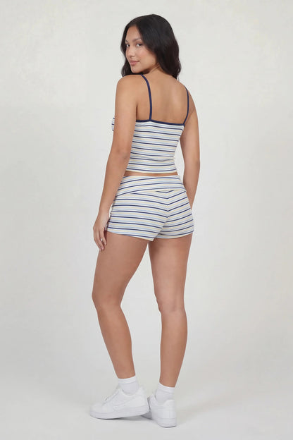 Striped Foldover Waist Shortie