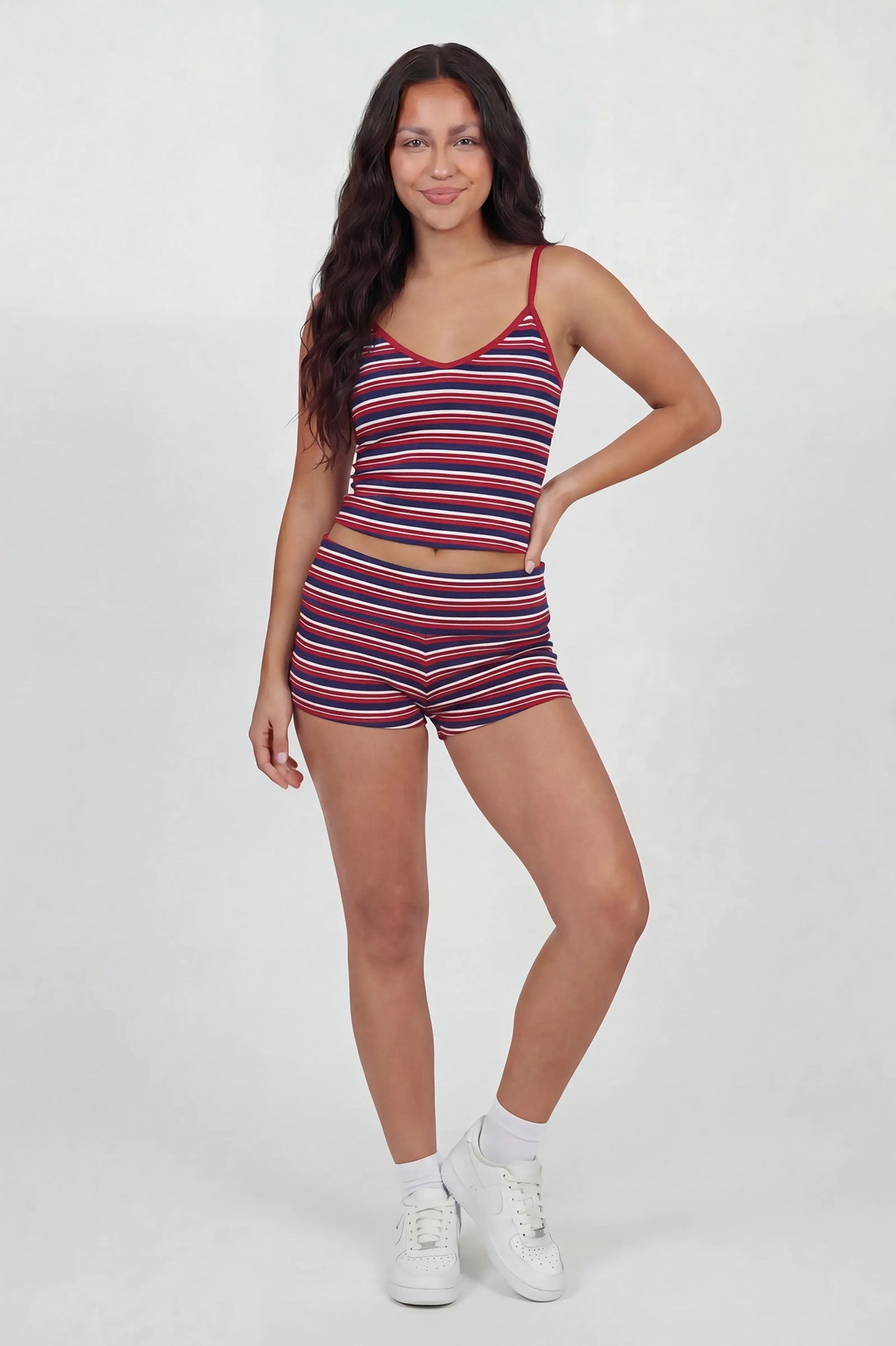 Striped Foldover Waist Shortie