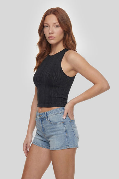 Seamless Ribbed High Neck Tank