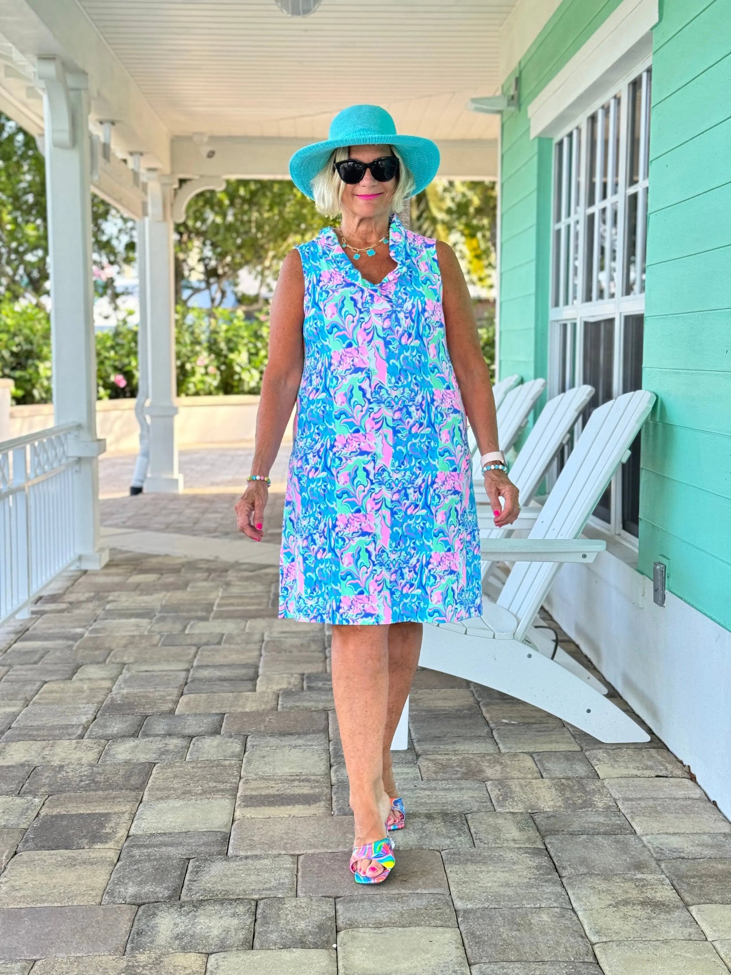 SPLASH OF PINK  RUFFLE DRESS