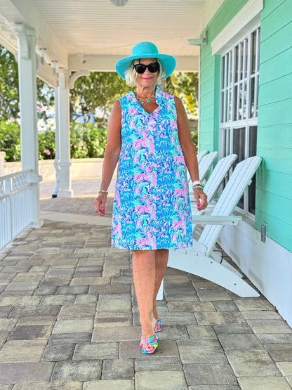 SPLASH OF PINK  RUFFLE DRESS