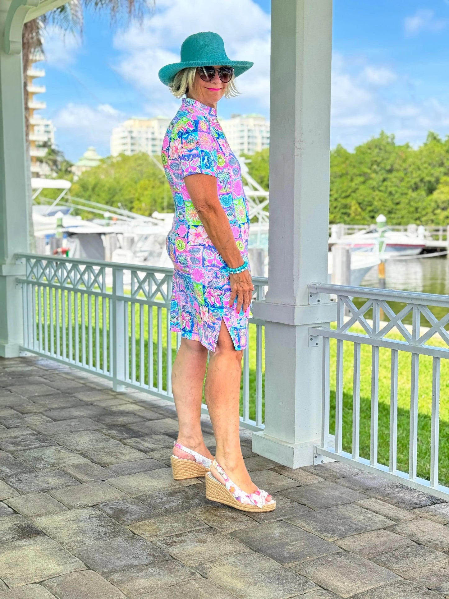 SANDY BEACH COLOR SHORT SLEEVE DRESS