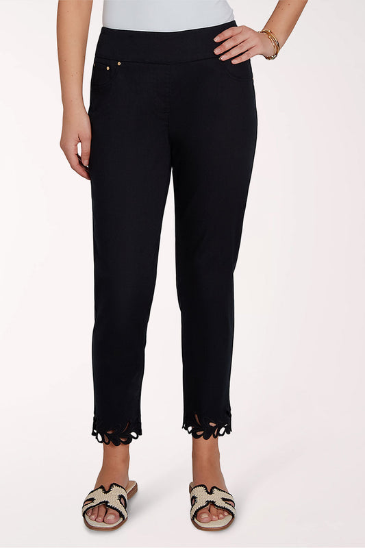 Tropical Noir Cutout Hem Tencel Denim Pant